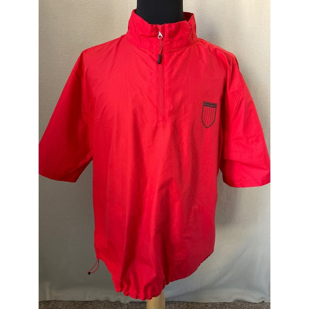 Faldo Claret & Green Red Short Sleeve Wind Breaker Pullover, Size XL